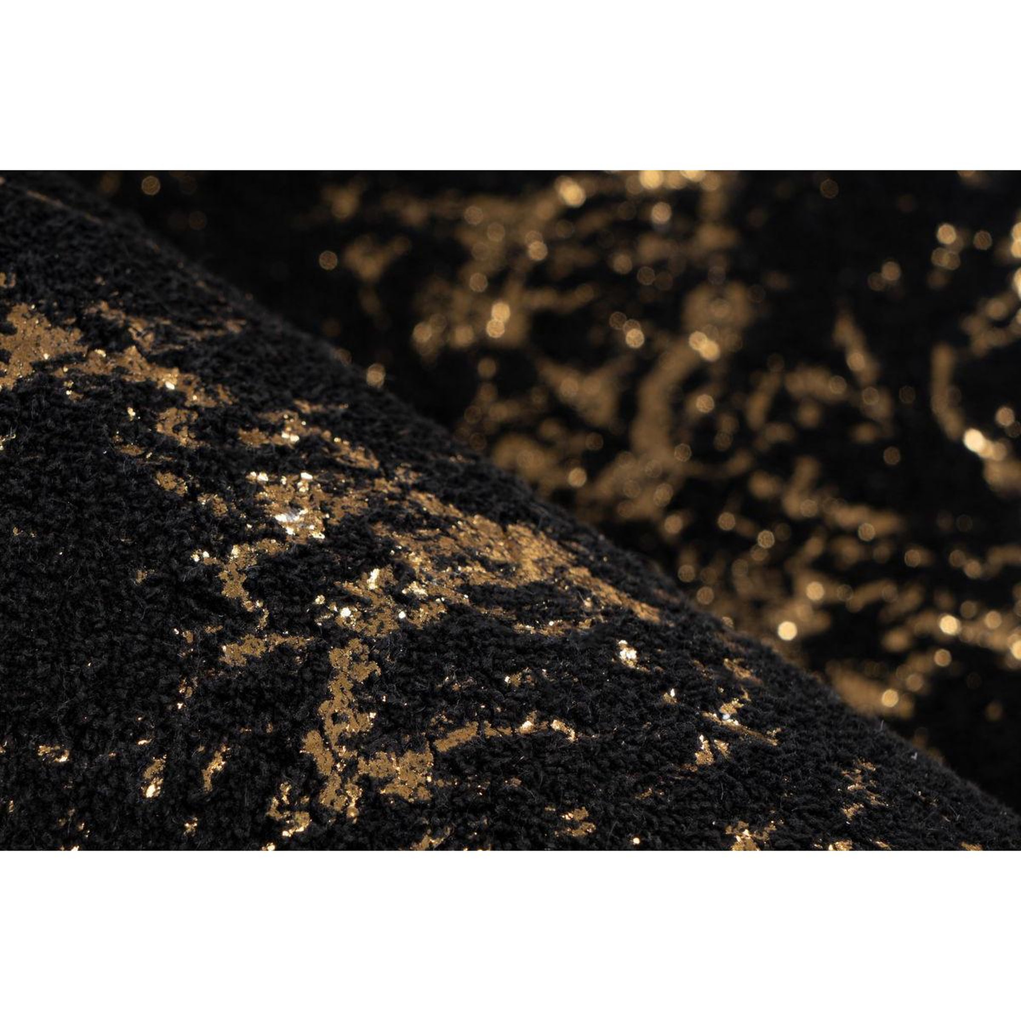 Voir la diapositive 3 : Paris Prix Tapis marbré à poils longs  bijou  noir & or