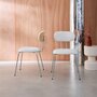 Voir la diapositive 2 : SWEEEK 2 chaises décor bois courbé teinté chêne et tissu déperlant blanc. pieds métal chromé - L 45 x P 55 x H 80cm - Erin
