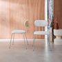 Voir la diapositive 2 : SWEEEK 2 chaises décor bois courbé teinté chêne et tissu déperlant blanc. pieds métal chromé - L 45 x P 55 x H 80cm - Erin