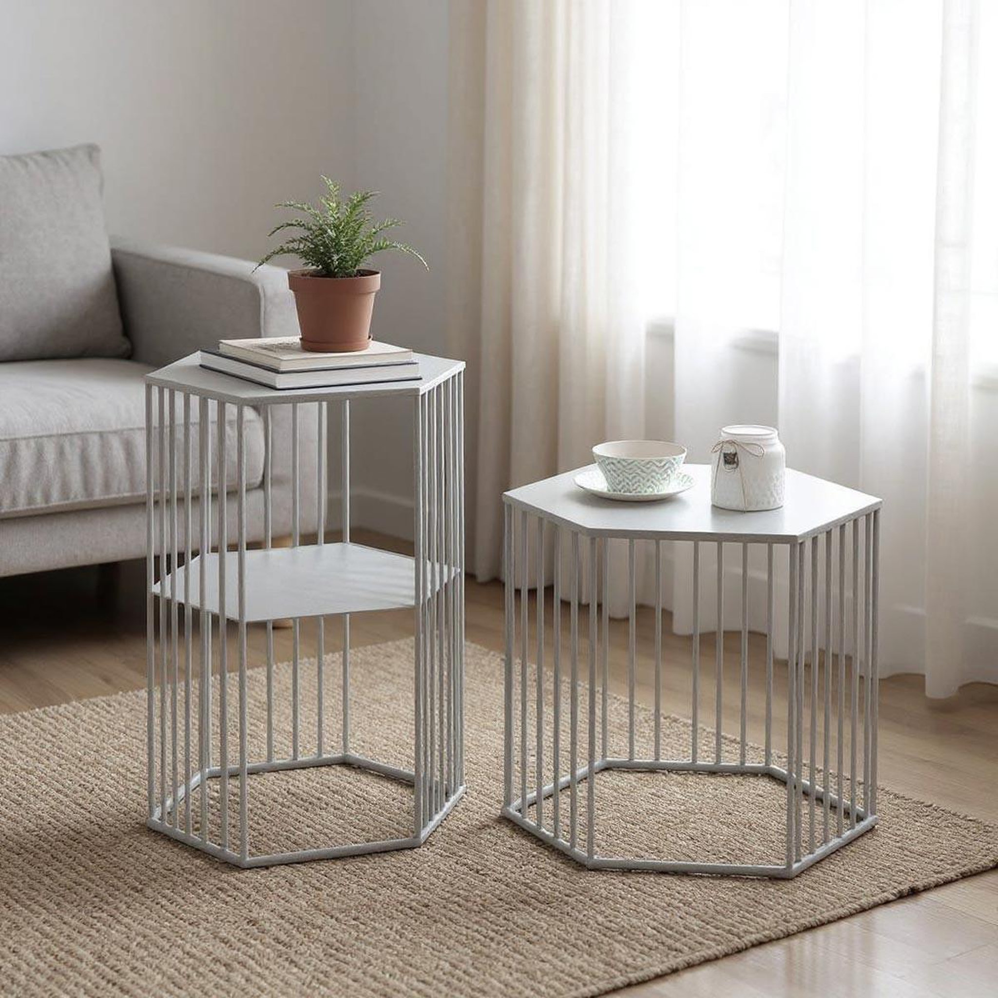 Voir la diapositive 2 : Paris Prix Lot de 2 tables d'appoint design  violetta  55cm gris
