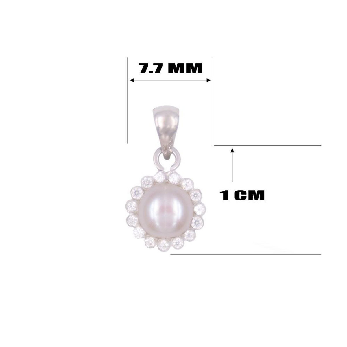 L'ATELIER D'AZUR Collier - Pendentif Or Blanc - Perle et Zirconiums - Chaine Argentée