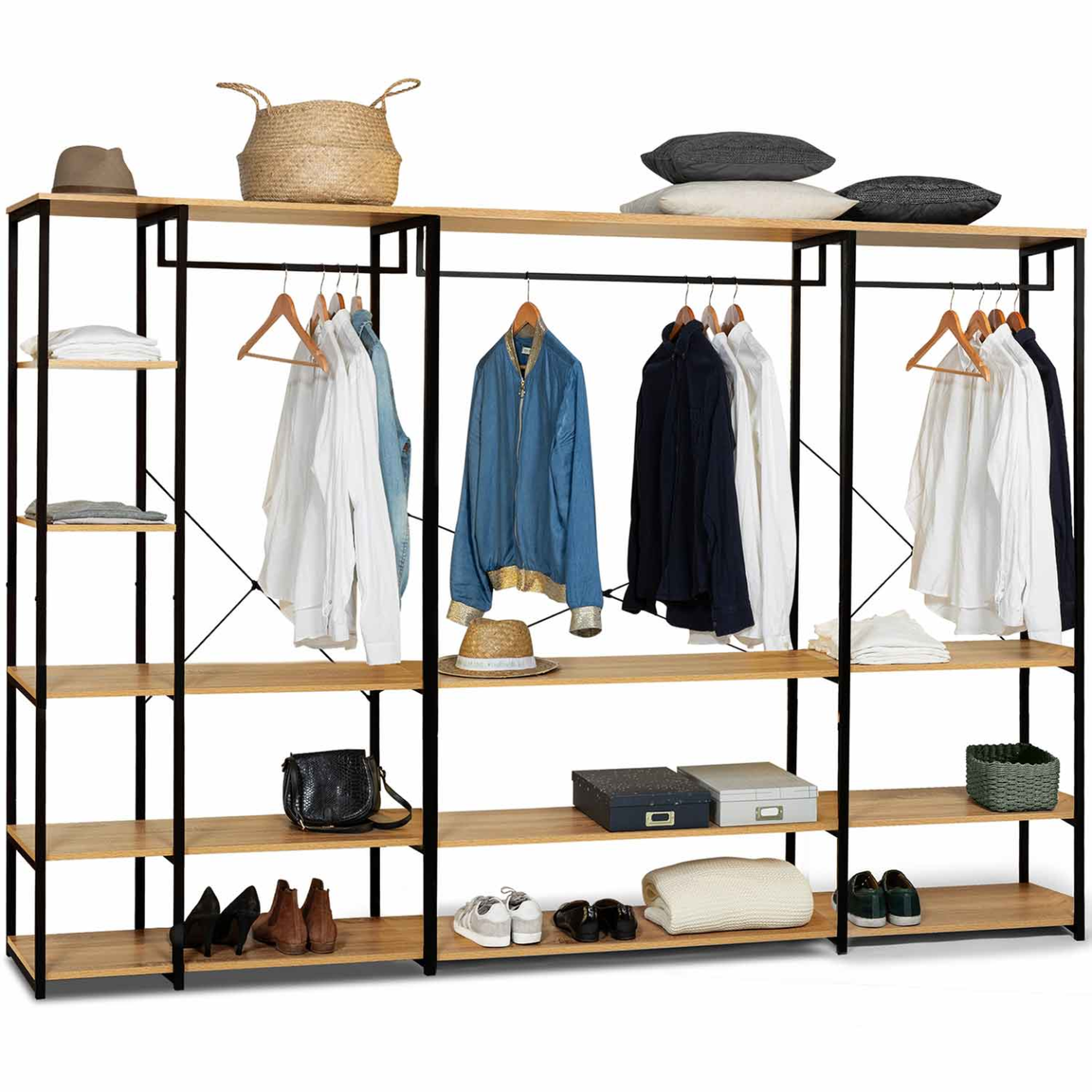 ID MARKET Dressing modulable xxl grande capacité l. 250 cm detroit design industriel