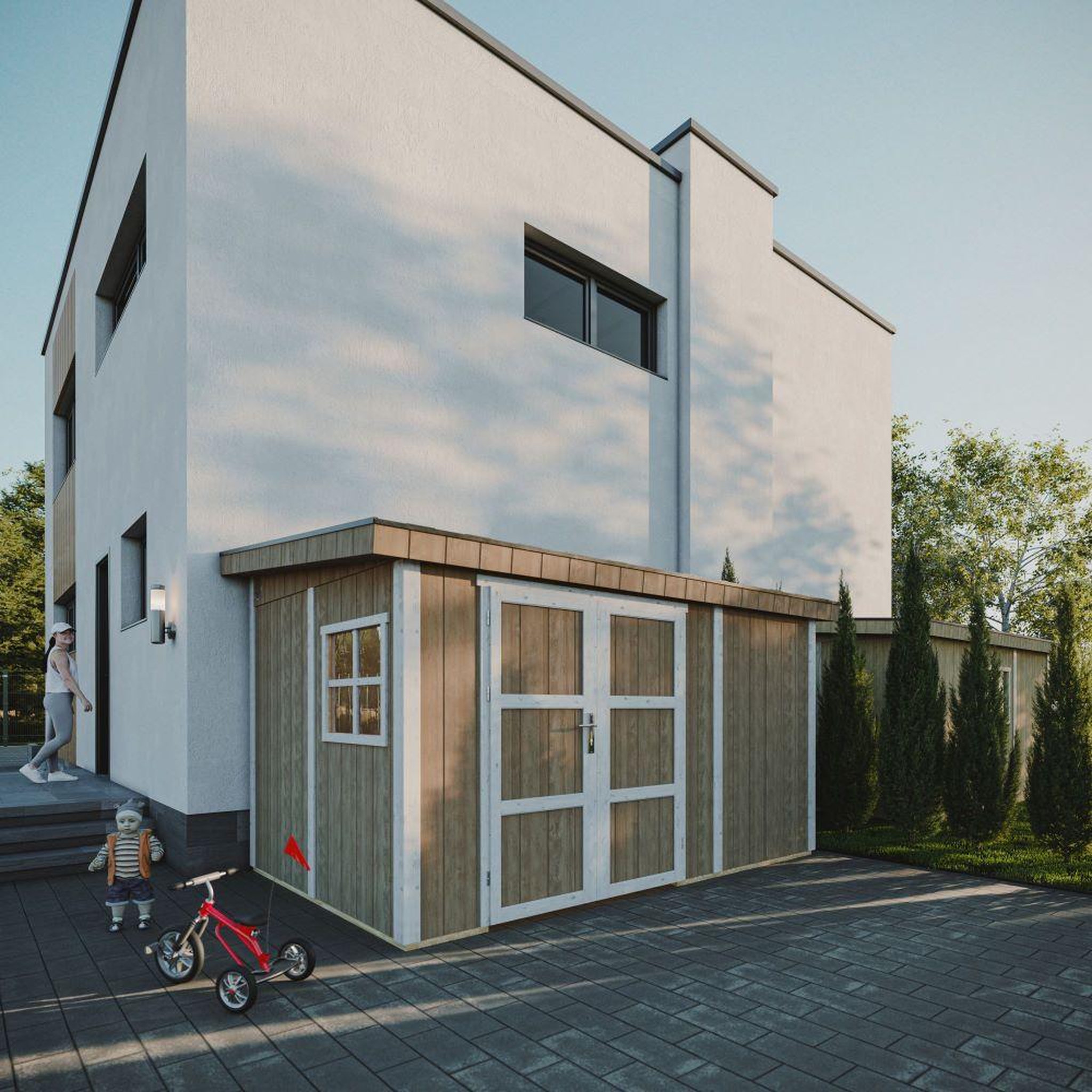 Voir la diapositive 3 : TIMBELA Abri de jardin qualité premium 8,68 m² h231x248x412 cm sans plancher et paroi latérale m939b