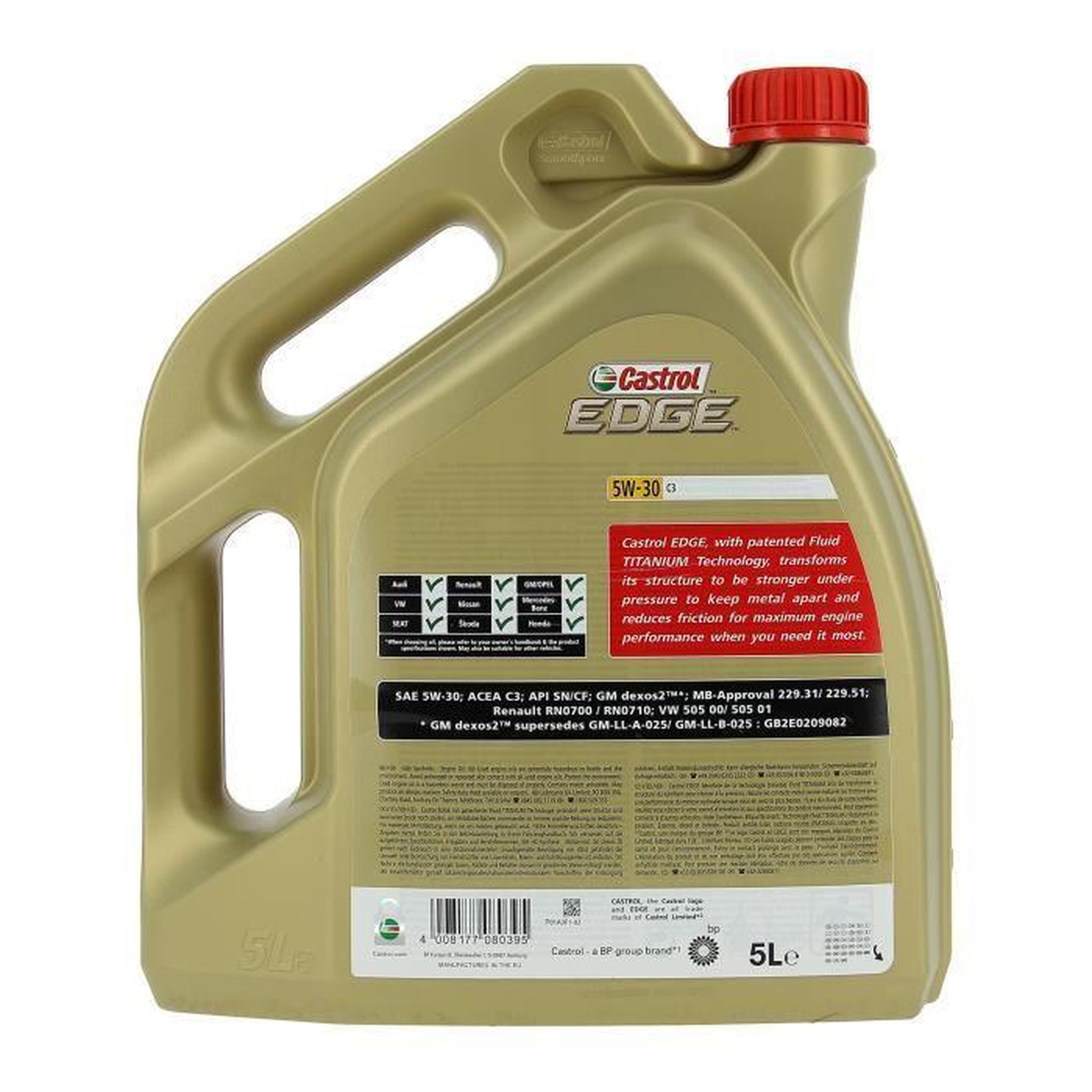 Voir la diapositive 2 : CASTROL Huile-Additif Edge C3 - Synthetique / 5W30 / 5L