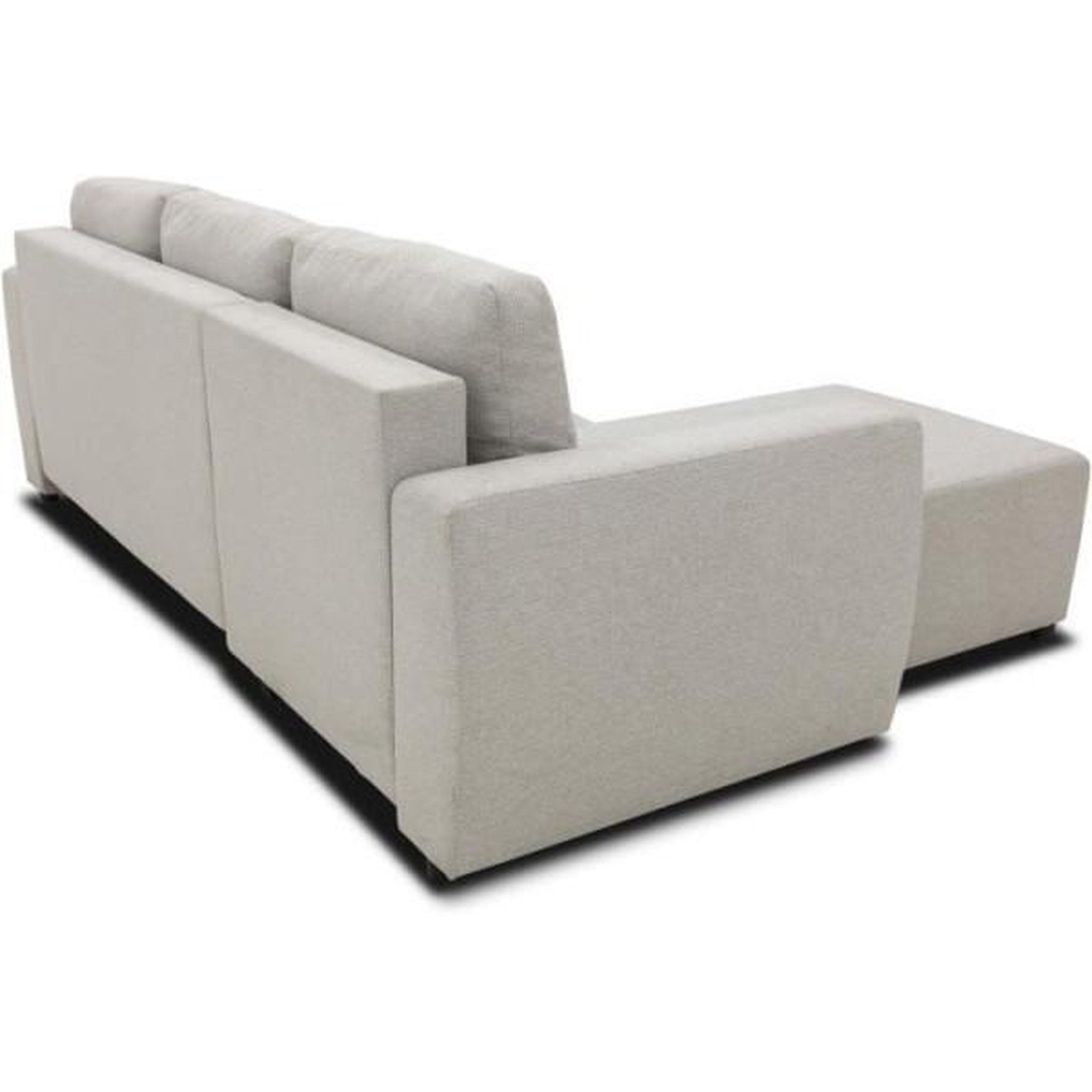 Voir la diapositive 6 : MARKET24 Canapé d'angle convertible réversible 3 a 4 places - PHARELL - Tissu beige - Coffre de rangement - L 224 x P 155 x H 85 cm