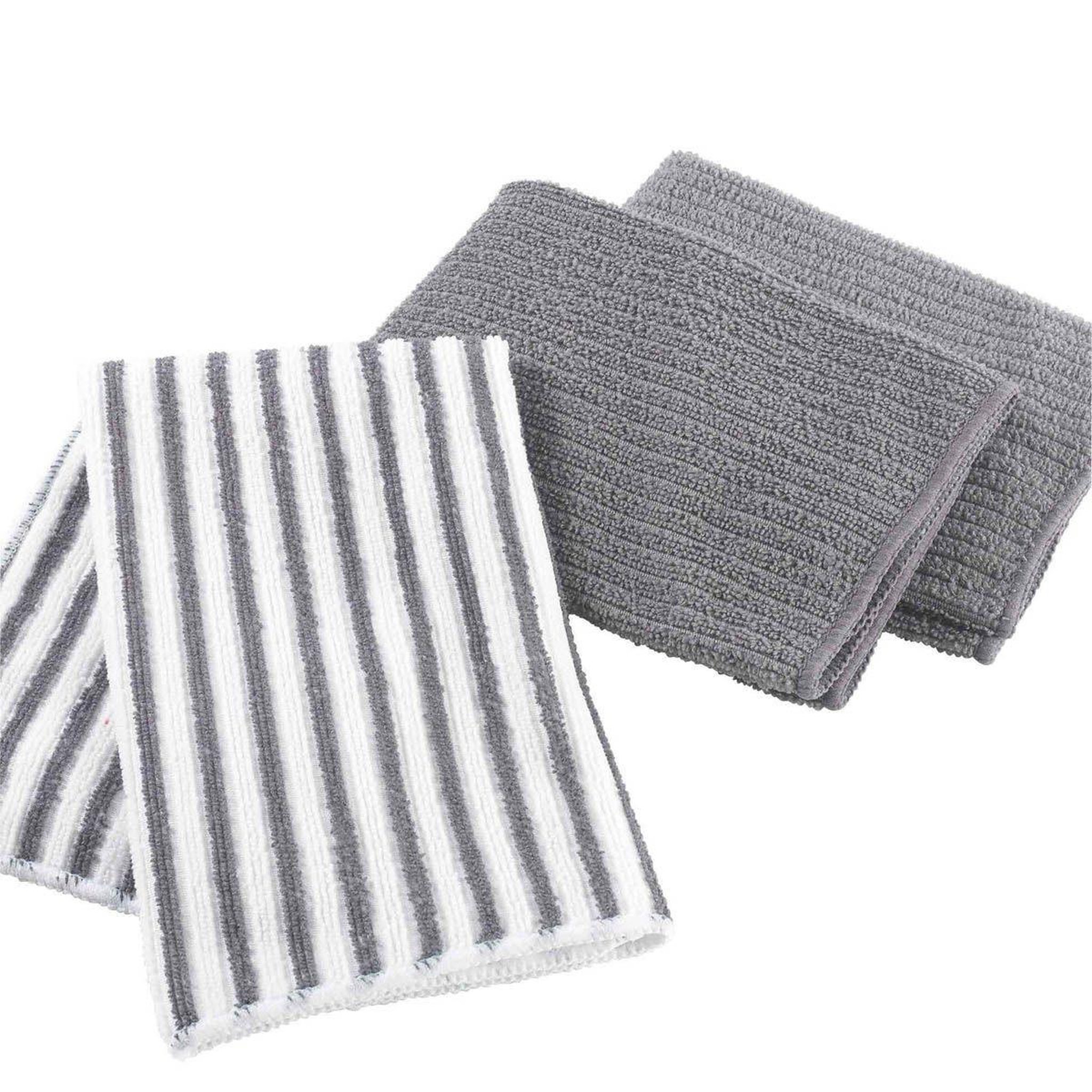 Douceur d'Intérieur Lot de 3 torchons microfibre  cuistot  40x40cm gris