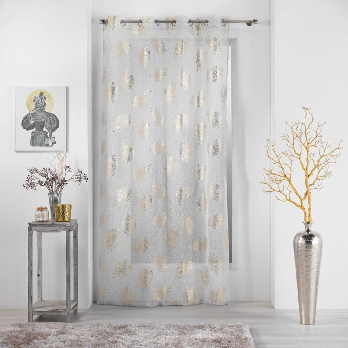 Douceur d'Intérieur Voilage à œillets 140x240 sable métallisé Sunny Gold