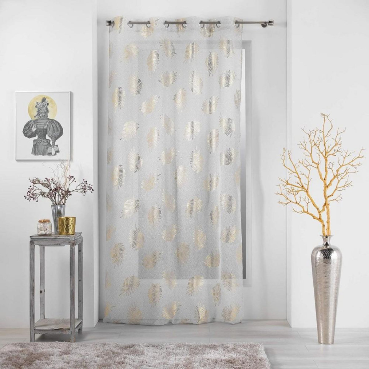 Douceur d'Intérieur Voilage à œillets 140x240 sable métallisé Sunny Gold