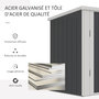 Voir la diapositive 4 : OUTSUNNY Abri de jardin - remise pour outils - cabanon portes verrouillables - dim. 147L x 86l x 134H cm - tôle d'acier gris blanc