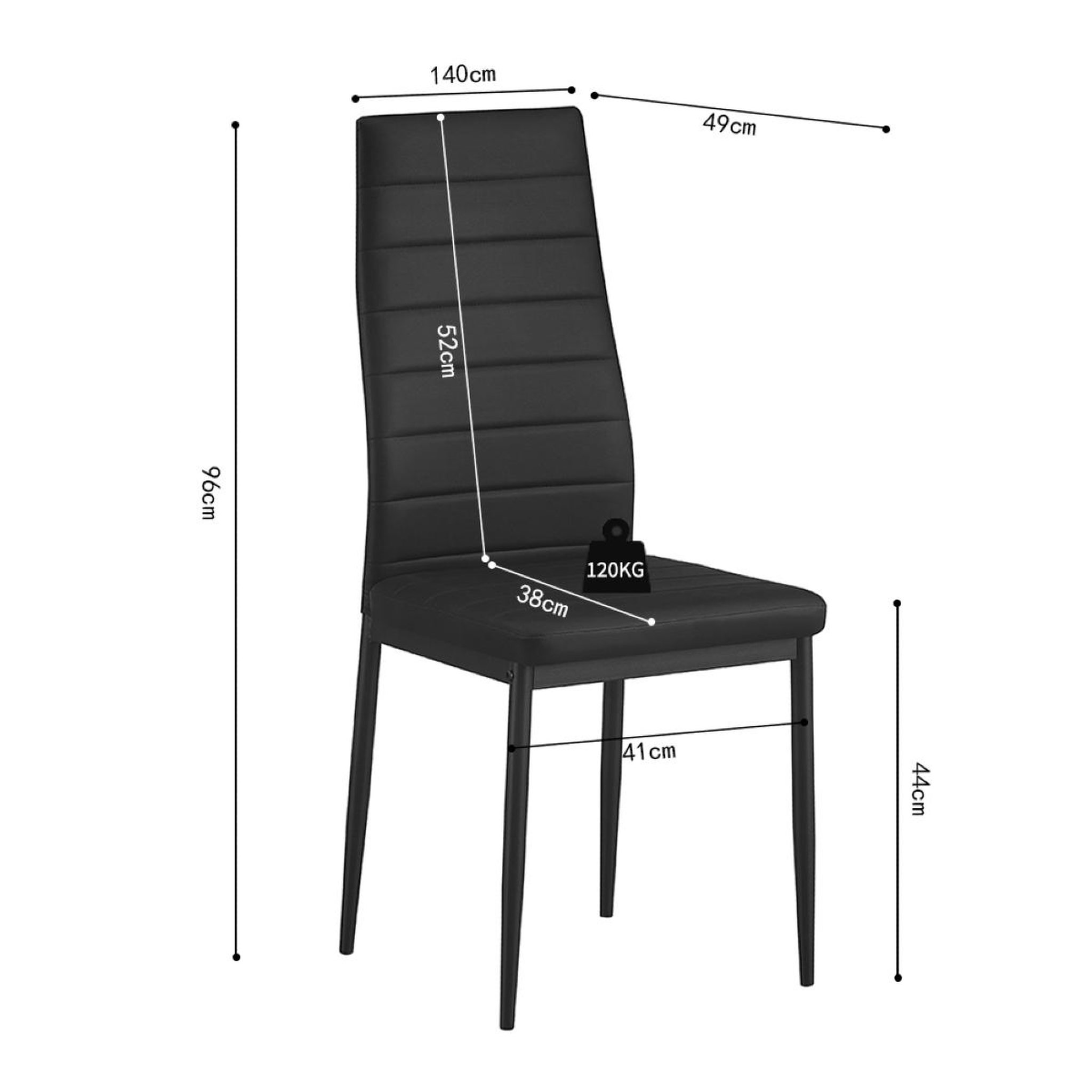 Voir la diapositive 6 : JLC KREATION Chaise moderne noire en pu oskar ( lot  de 4 )