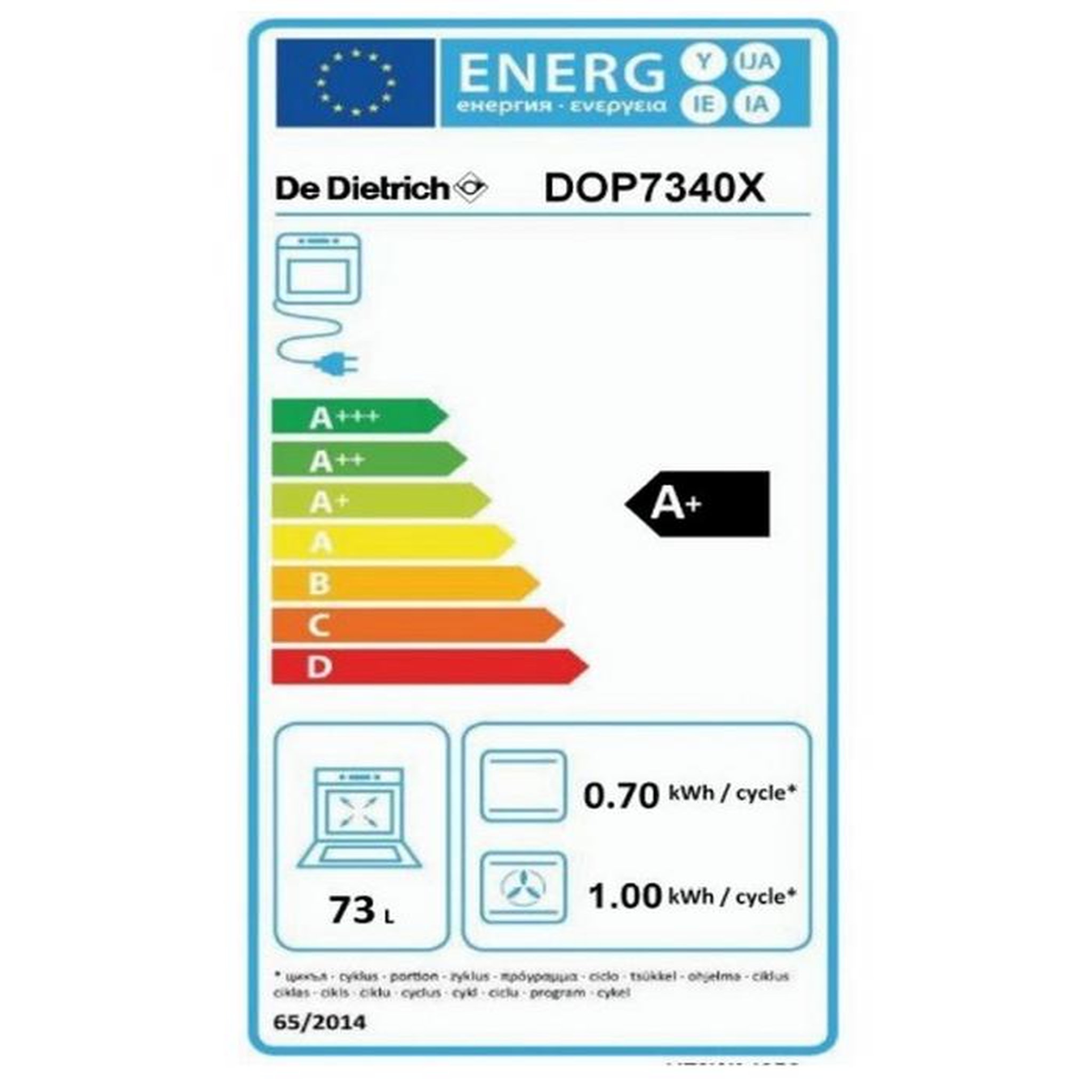 Voir la diapositive 2 : De Dietrich Four intégrable multifonction 73l 60cm pyrolyse noir/inox - dop7340x