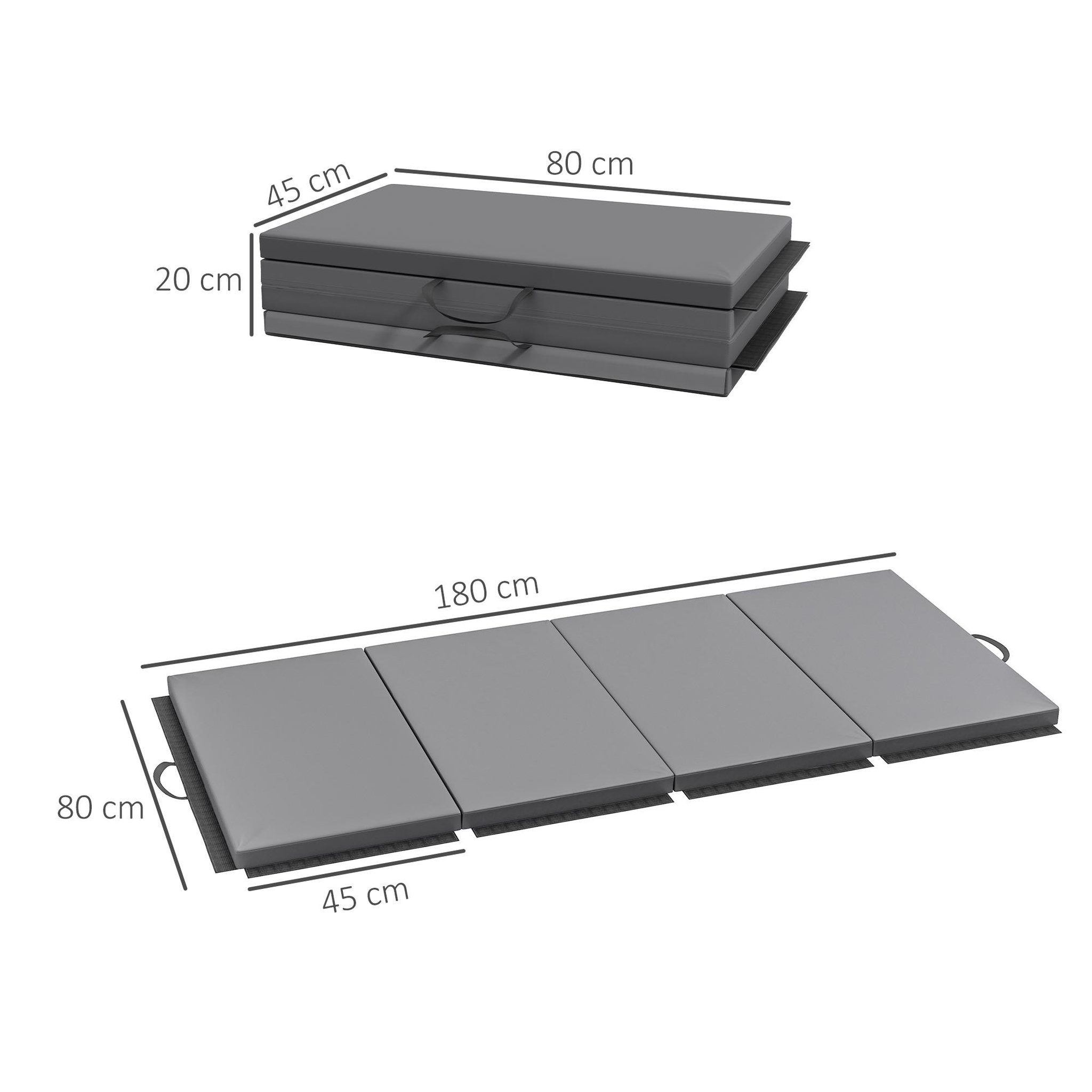 Voir la diapositive 3 : HOMCOM Tapis de gym yoga fitness pliable - poignée - revêtement synthétique - gris