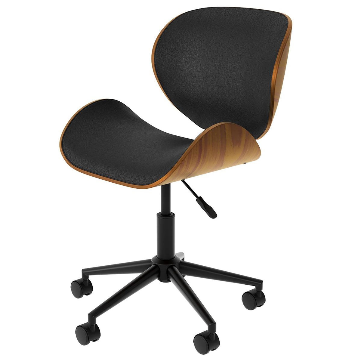 Rendez vous déco Chaise de bureau pivotante en cuir synthétique noir 79-91cm - Baudoin