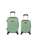 LES P'TITES BOMBES LPB LPB LUGGAGE - LOT DE 2 - Valises cabine et cabine XXS AGATA. Coloris disponibles : Rose, Bleu, Vert, Beige