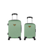 LES P'TITES BOMBES LPB LPB LUGGAGE - LOT DE 2 - Valises cabine et cabine XXS AGATA. Coloris disponibles : Vert, Rose, Bleu, Beige