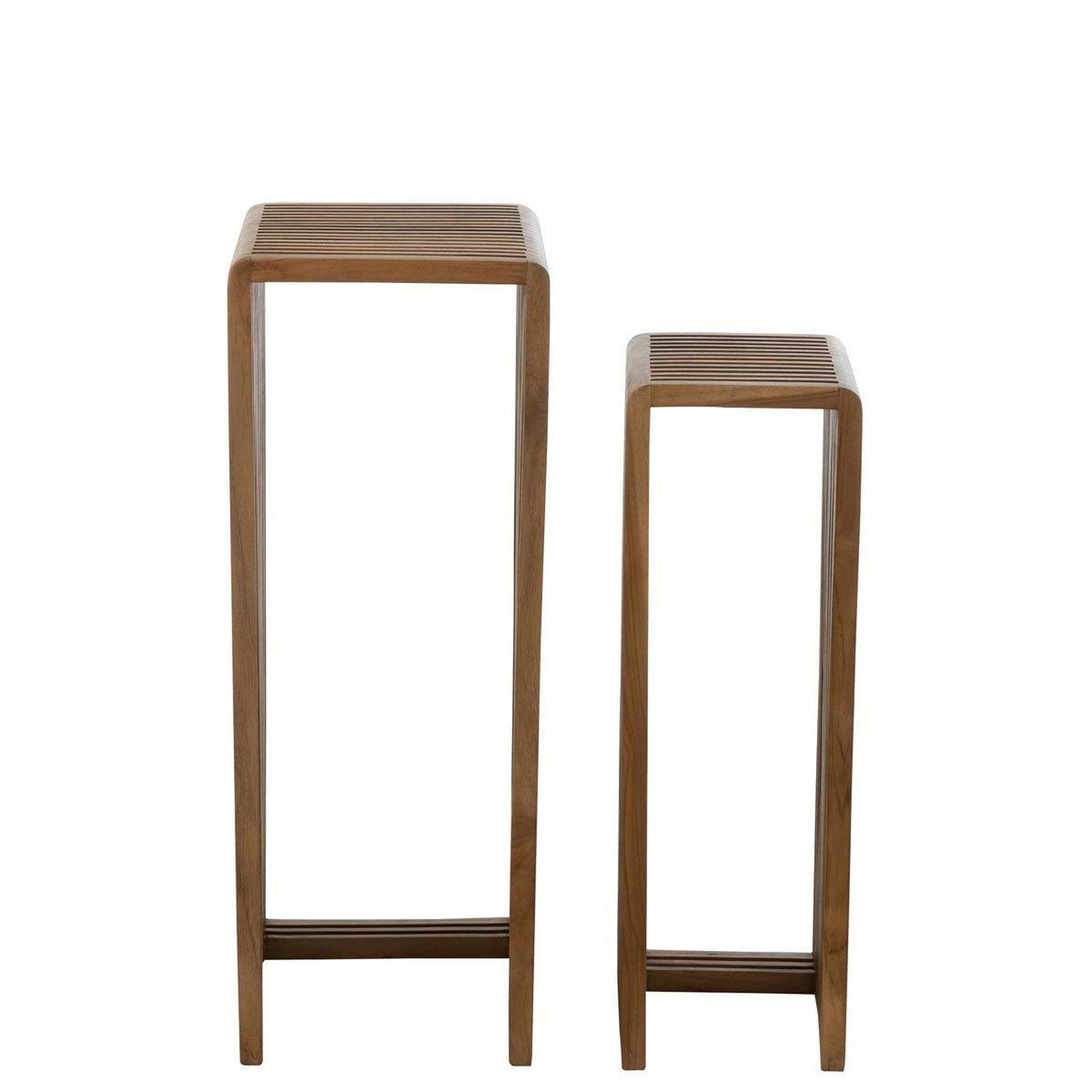 Voir la diapositive 3 : J-LINE Lot de 2 Tables d'Appoint en Bois  Teck  88cm Naturel