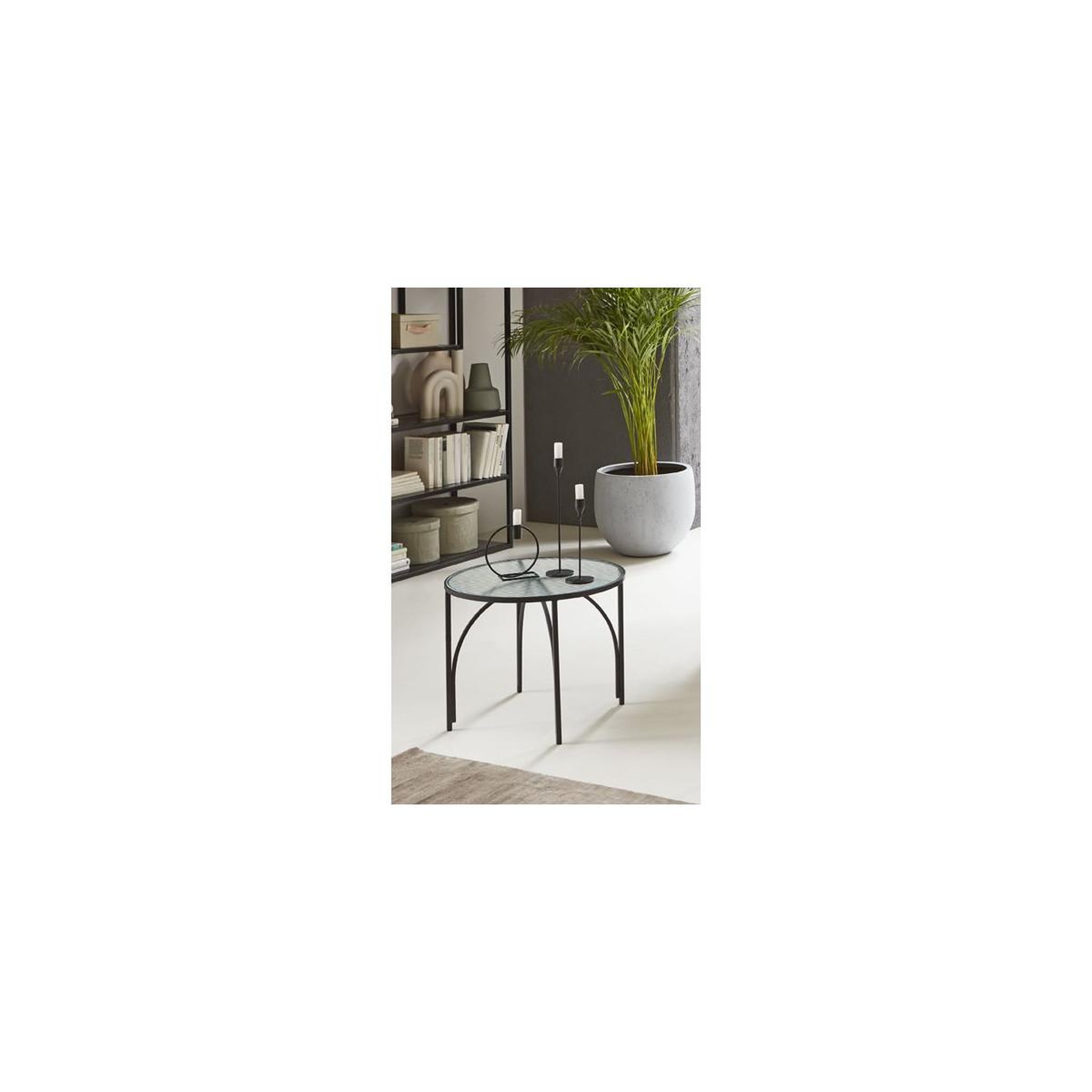 Voir la diapositive 3 : Paris Prix Table d'appoint ronde design  ondulé  50cm noir