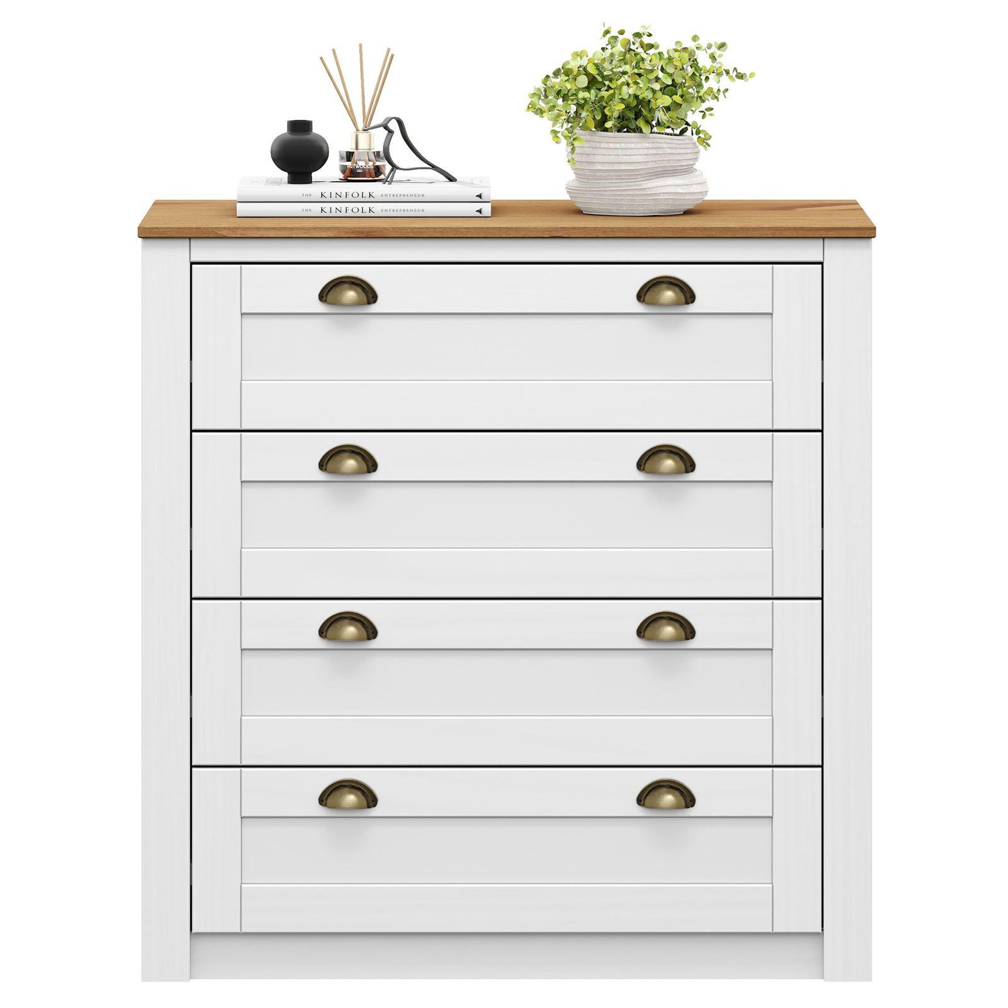 Voir la diapositive 4 : IDIMEX Commode BOLTON avec 4 tiroirs, en pin massif