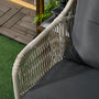 Voir la diapositive 5 : OUTSUNNY Ensemble salon de jardin 3 pièces style colonial 2 fauteuils coussins table basse acier époxy noir résine filaire gris