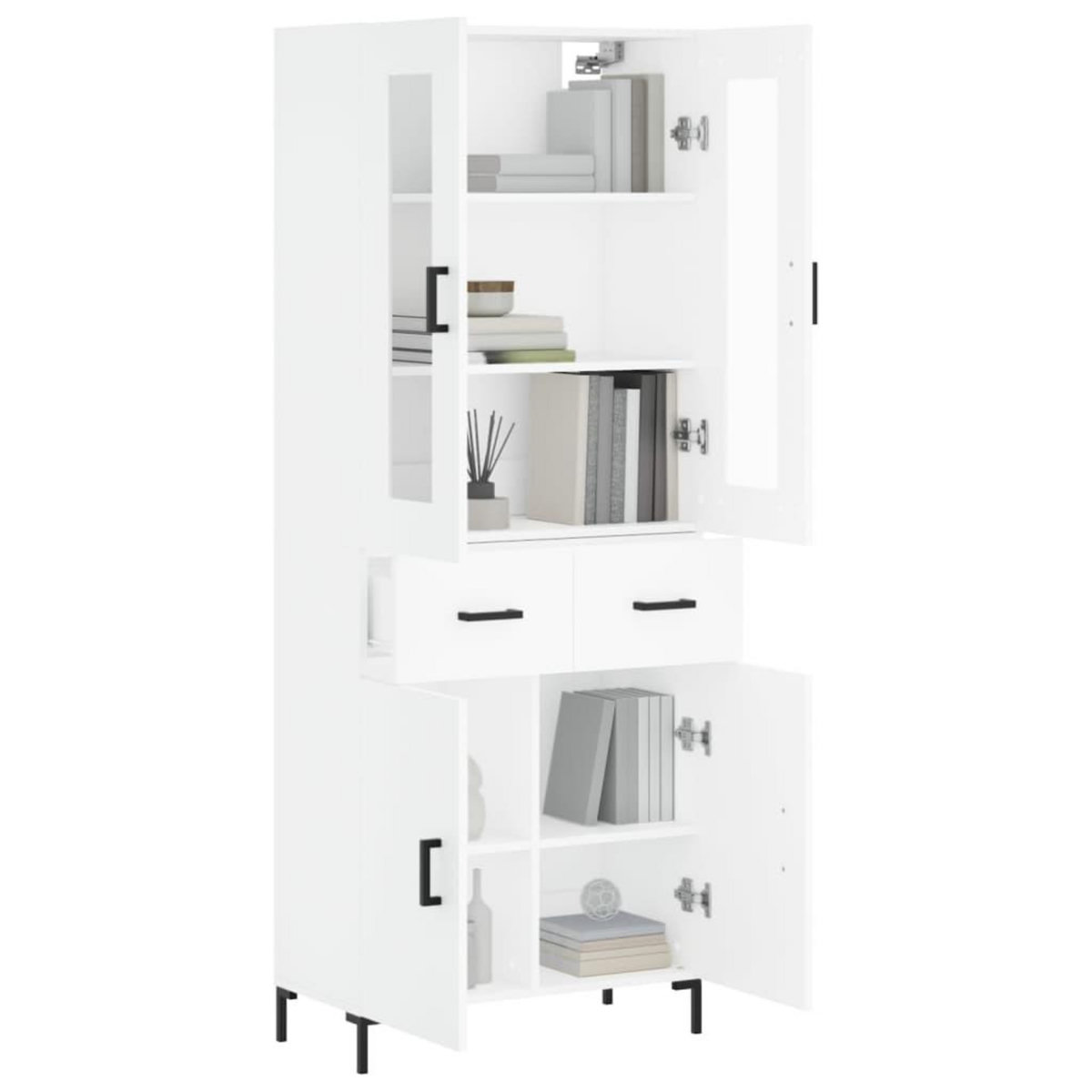 VIDAXL Buffet haut Blanc 69,5x34x180 cm Bois d'ingenierie