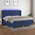 VIDAXL Sommier a lattes de lit matelas et LED Bleu 200x200 cm Tissu
