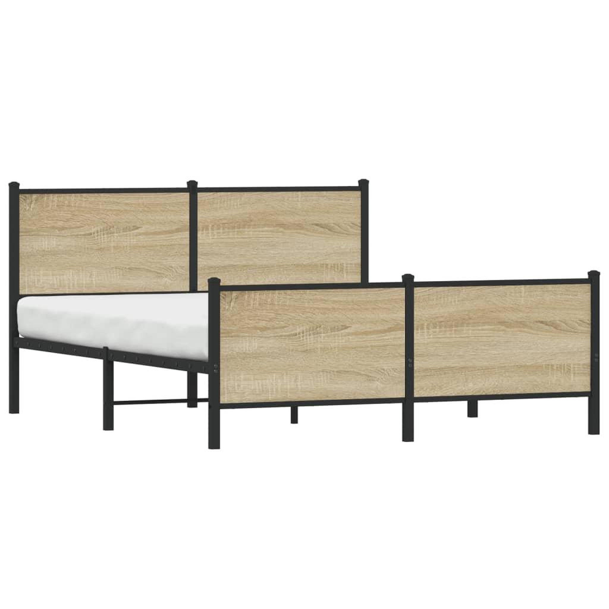 Voir la diapositive 2 : VIDAXL Cadre de lit en metal sans matelas chene sonoma 140x200 cm