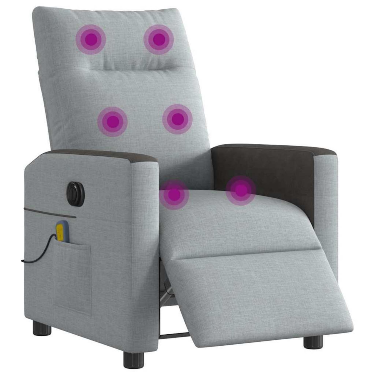 VIDAXL Fauteuil de massage inclinable electrique gris clair tissu