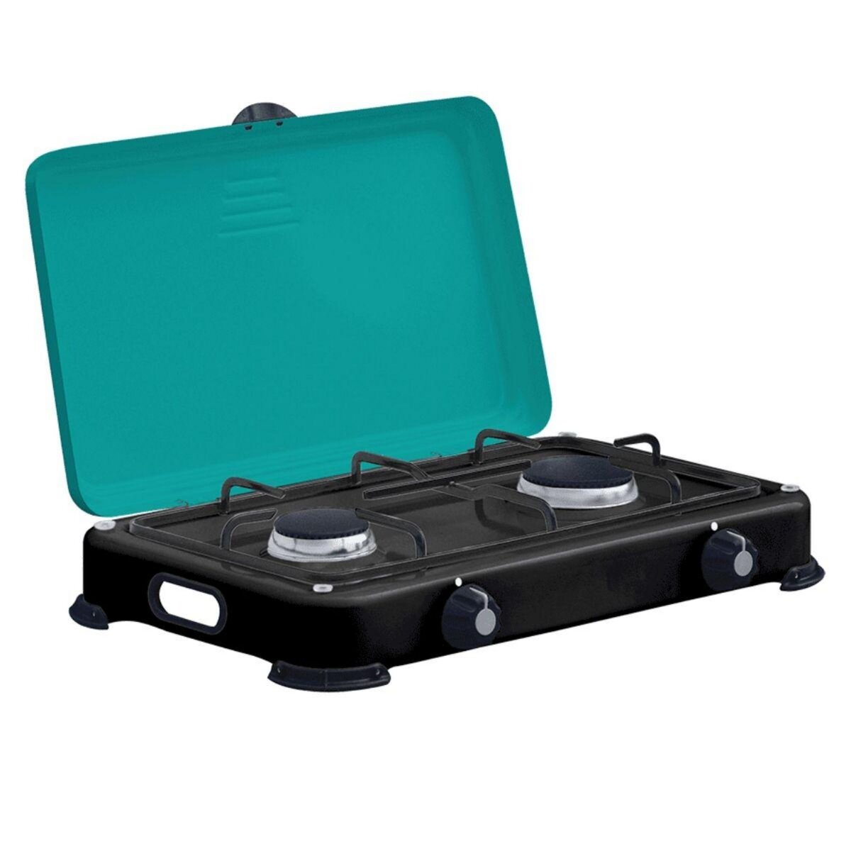 INTEC Réchaud à gaz 2 feux 3200W Brûleurs et Grille en fonte amovibles lavables Plaque de Cuisson gaz Butane ou Propane GOLD II INTEC