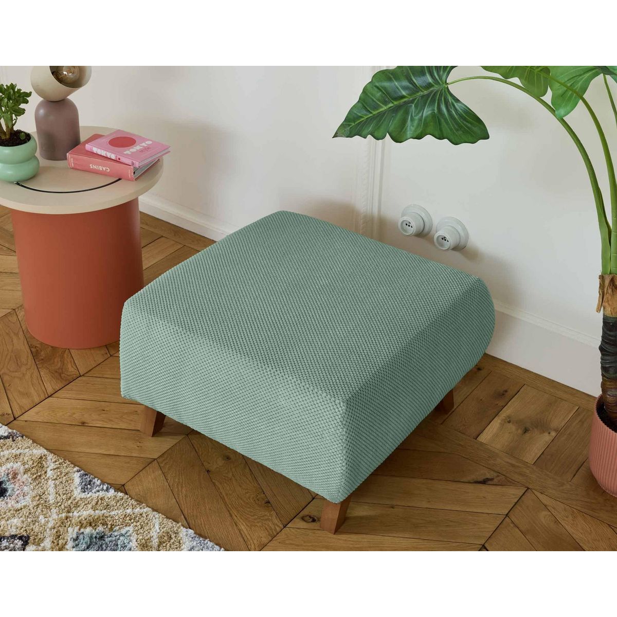 BEST MOBILIER Cristal - pouf modulable - 65 cm - en velours texturé