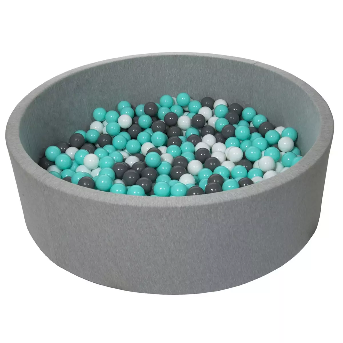  Piscine à balles pour enfant, diamètre env.125 cm, Aire de jeu + 600 balles, gris, turquoise