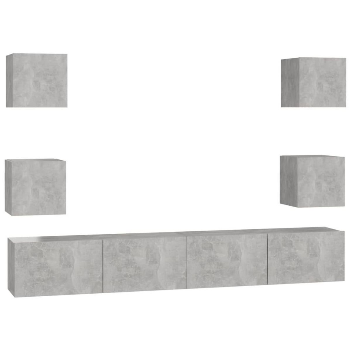 VIDAXL Ensemble de meubles TV 6 pcs Gris beton Bois d'ingenierie