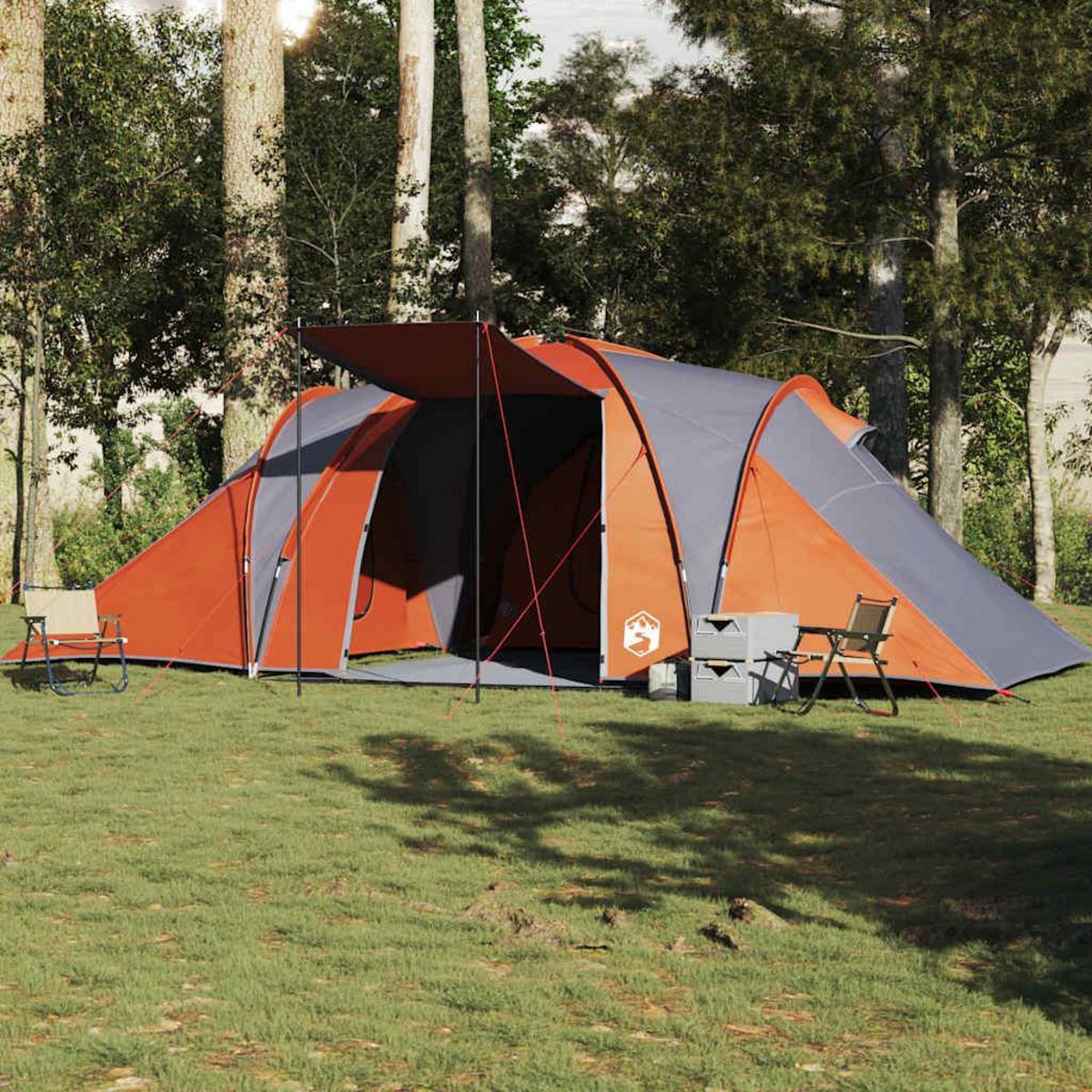 VIDAXL Tente familiale a dome 6 personnes gris et orange impermeable