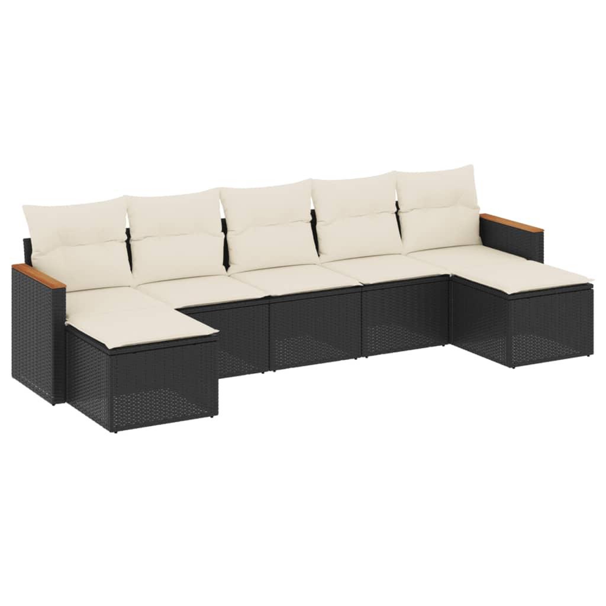 Voir la diapositive 2 : VIDAXL Salon de jardin 7 pcs avec coussins noir resine tressee