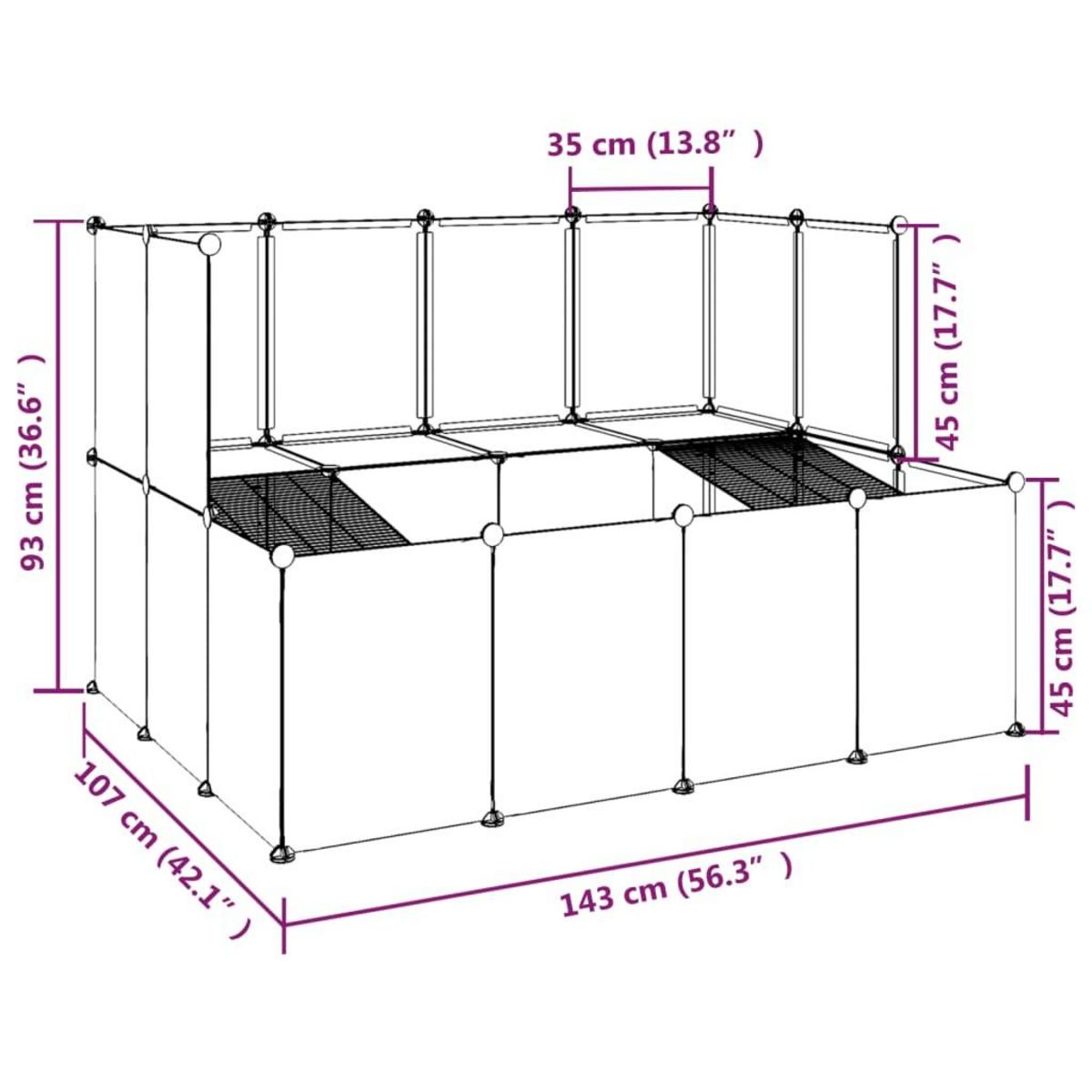 VIDAXL Cage pour petits animaux Noir 143x107x93 cm PP et Acier