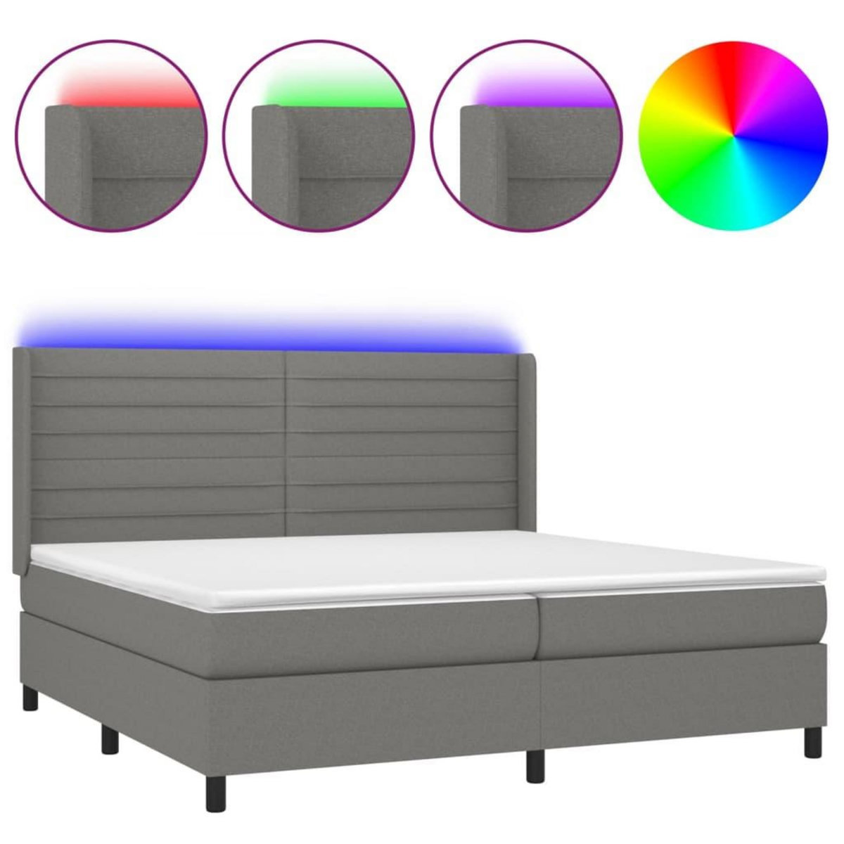 VIDAXL Sommier a lattes de lit matelas LED Gris fonce 200x200 cm Tissu