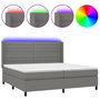 Voir la diapositive 2 : VIDAXL Sommier a lattes de lit matelas LED Gris fonce 200x200 cm Tissu