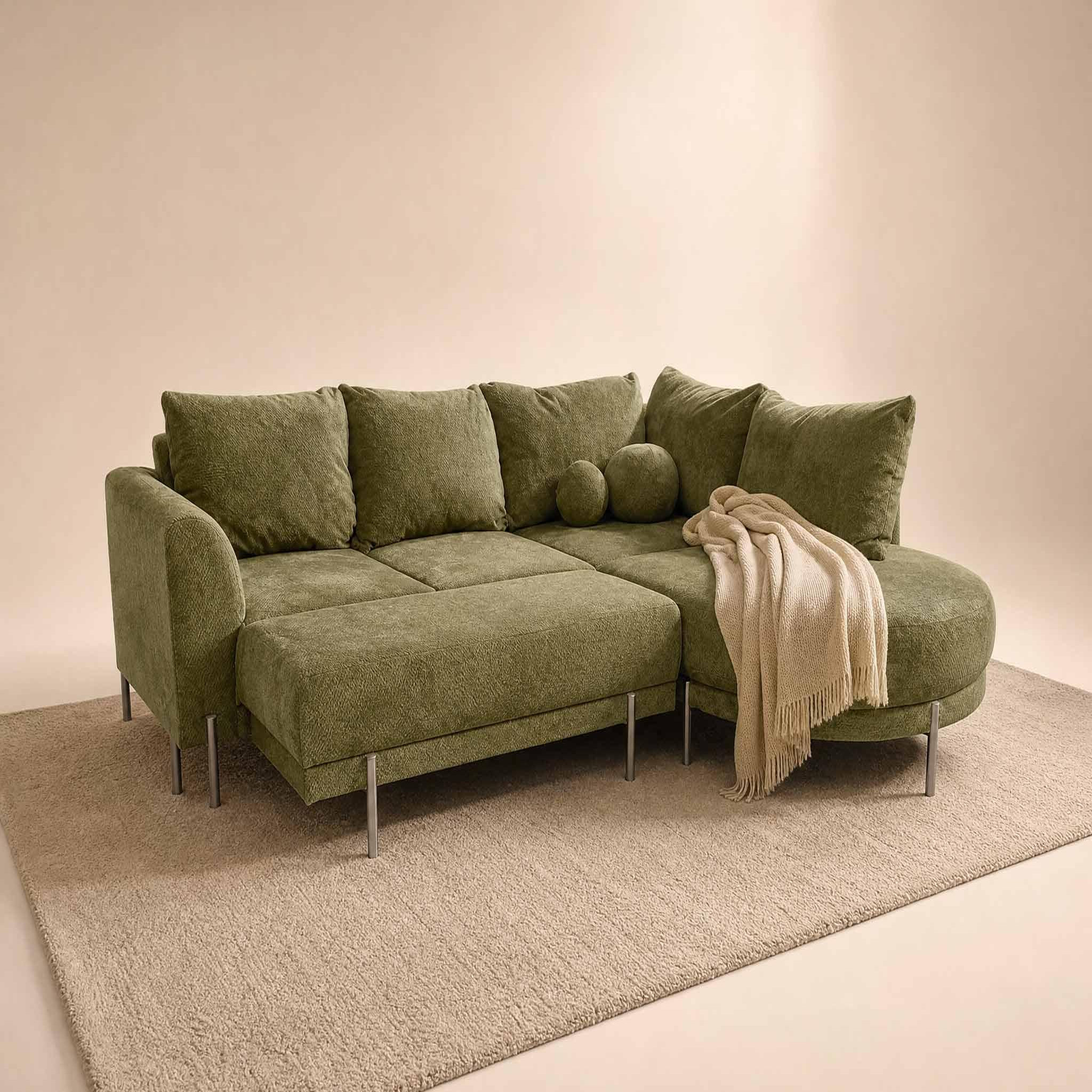 Voir la diapositive 2 : BEST MOBILIER Gabin - pouf en velours texturé