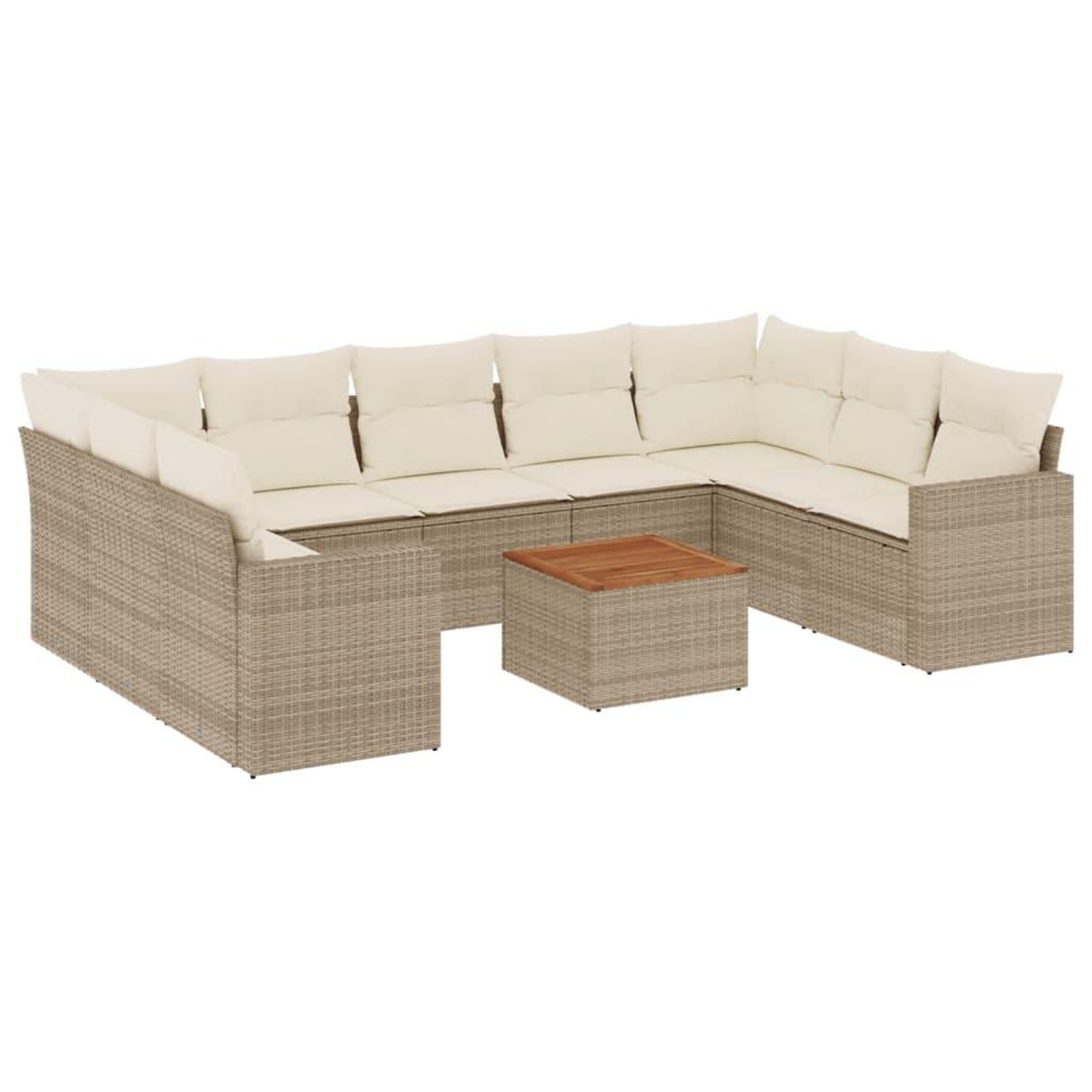 Voir la diapositive 2 : VIDAXL Salon de jardin avec coussins 10 pcs beige resine tressee