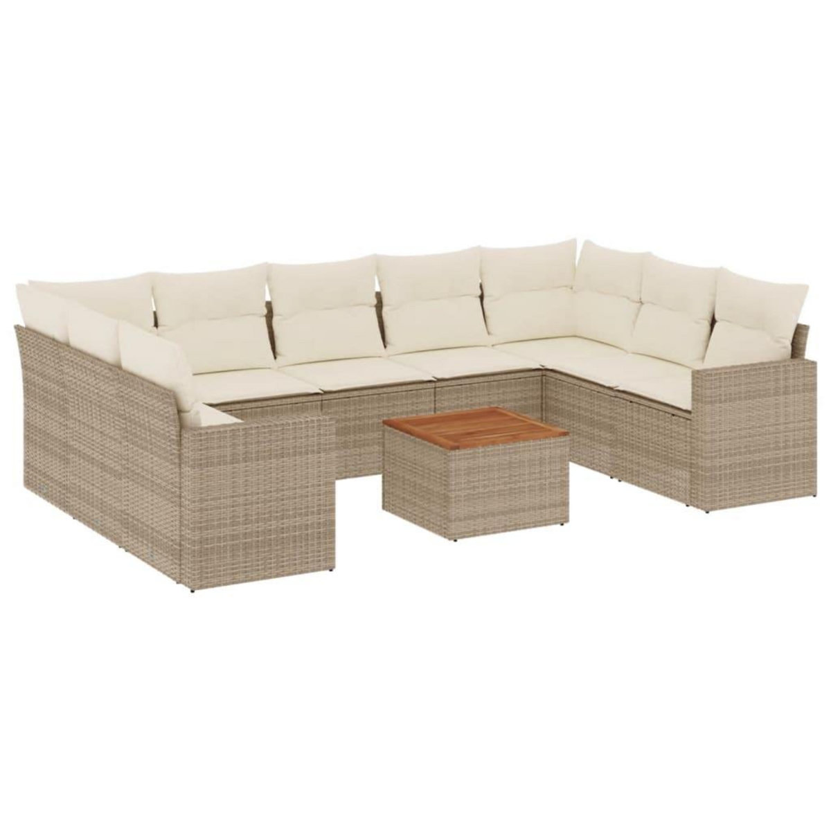 VIDAXL Salon de jardin avec coussins 10 pcs beige resine tressee