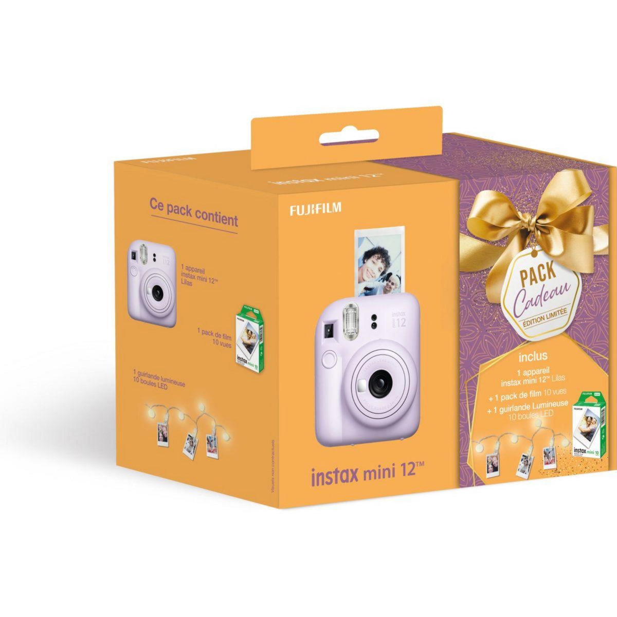 FUJIFILM Appareil photo Instantané Instax mini 12 Lilas Pack Noël