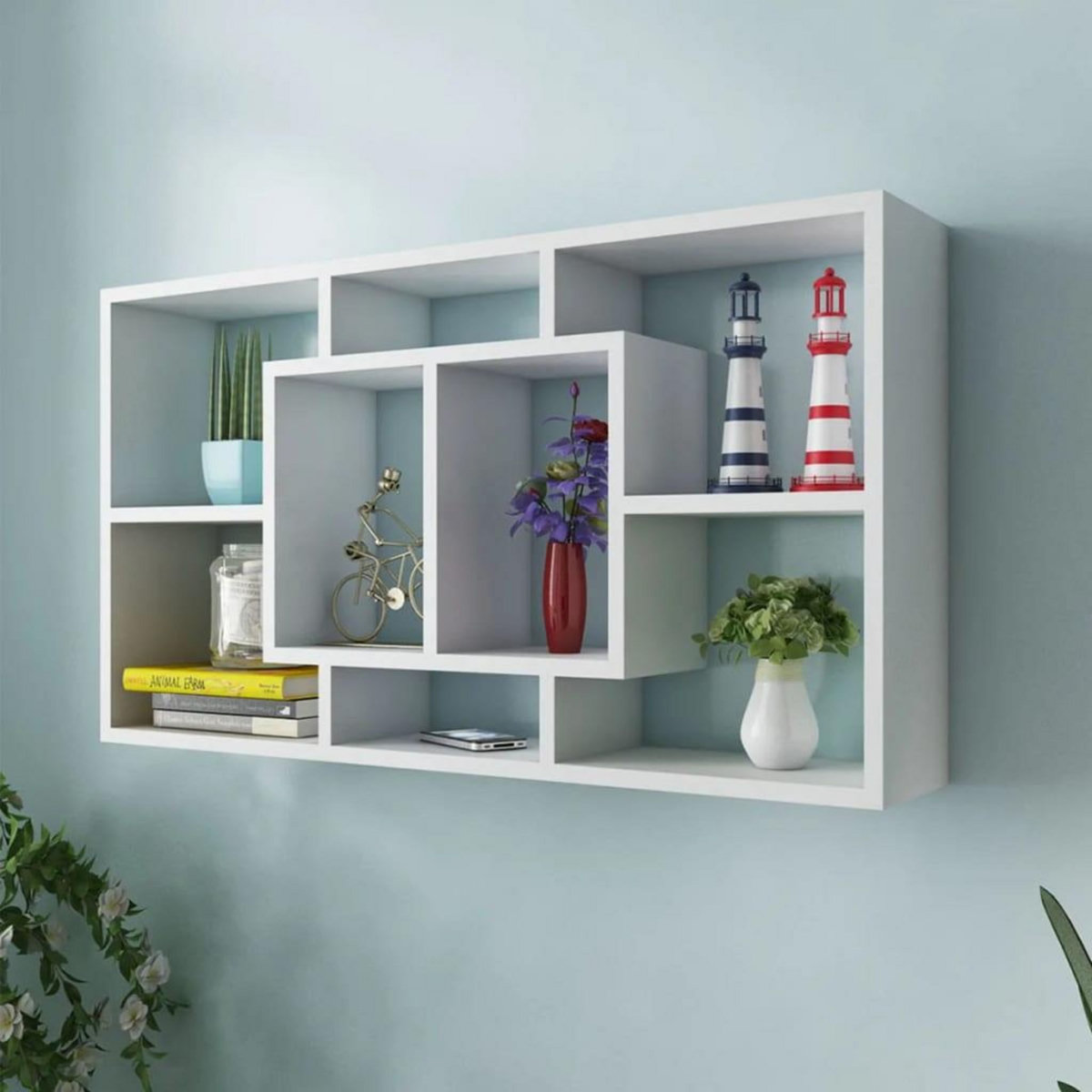 VIDAXL Etagere murale d'affichage 8 compartiments Blanc