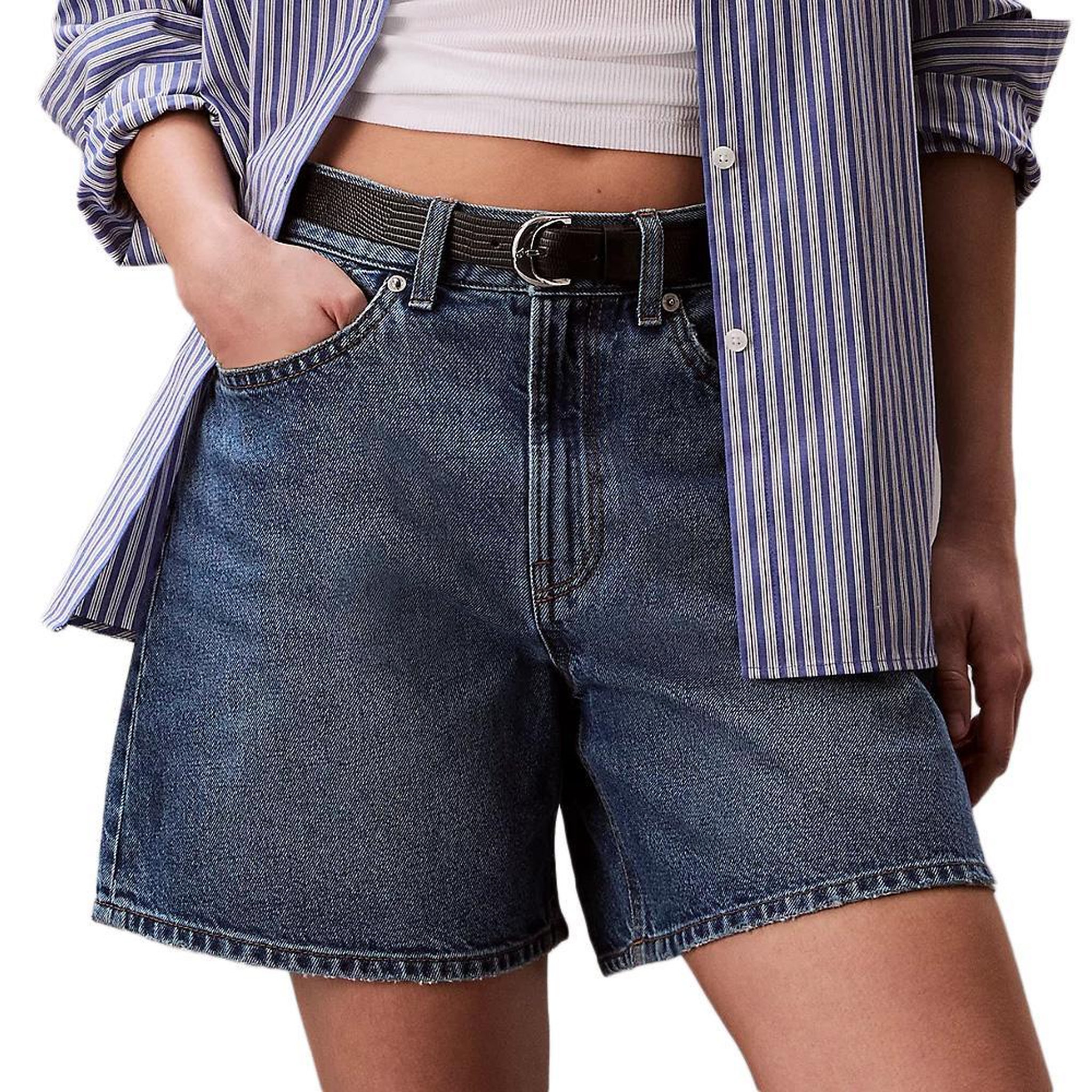 CALVIN KLEIN JEANS Short Bleu Femme Calvin Klein Jeans Rise Aline. Coloris disponibles : Bleu