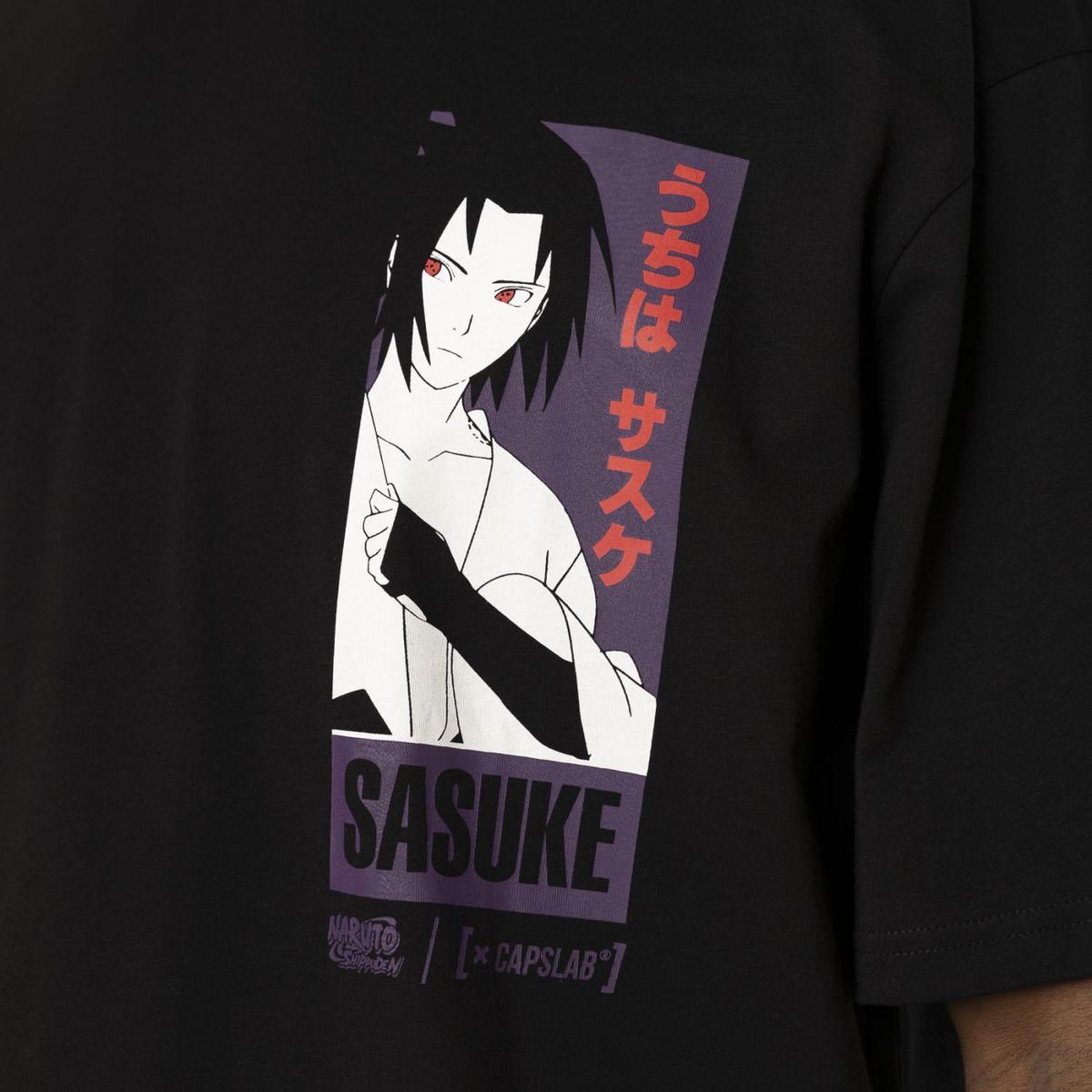 CAPSLAB T-shirt en coton homme relax fit avec print Naruto Shippuden Sasuke