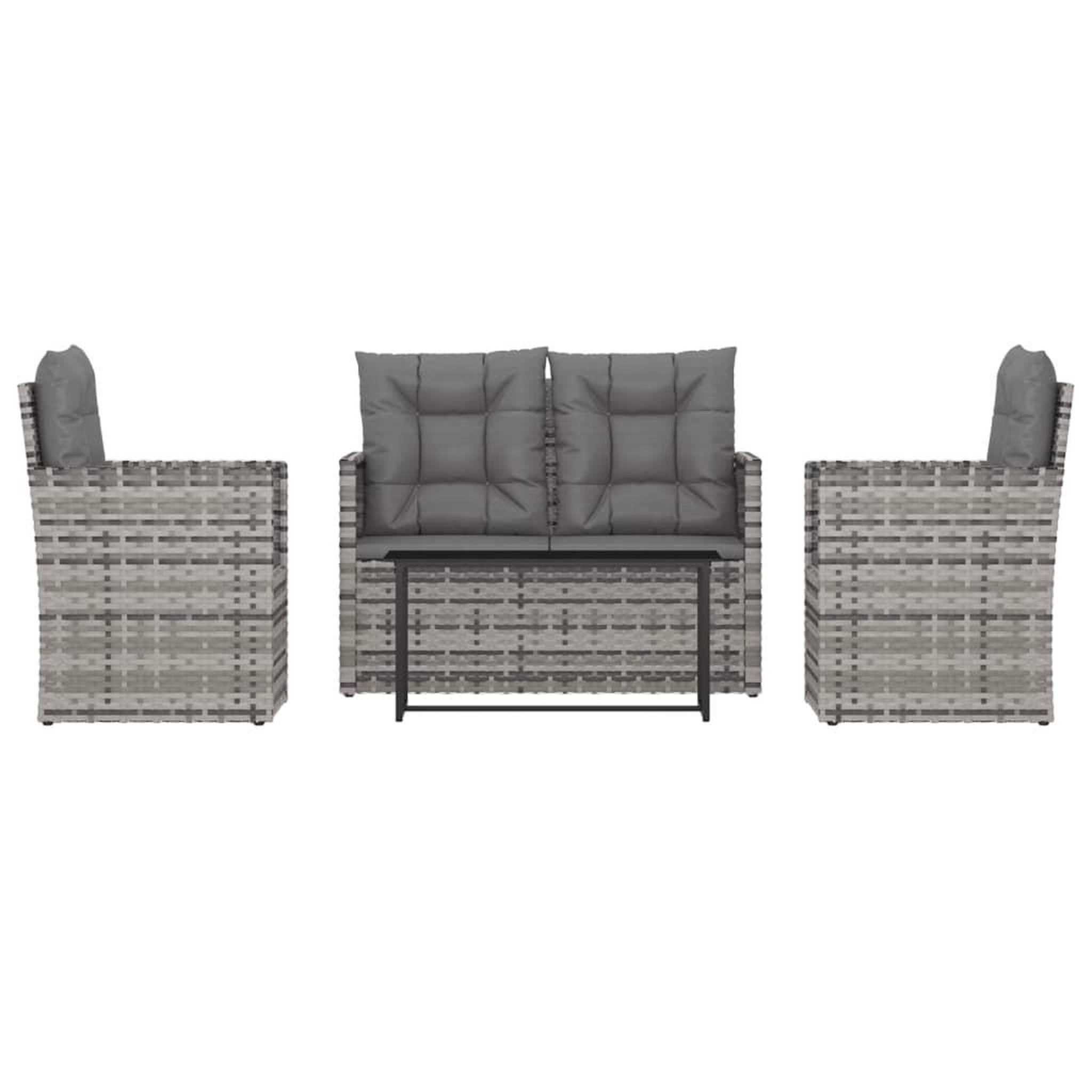 Voir la diapositive 2 : VIDAXL Mobilier d'exterieur 4 pcs avec coussins Resine tressee Gris