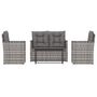 Voir la diapositive 2 : VIDAXL Mobilier d'exterieur 4 pcs avec coussins Resine tressee Gris