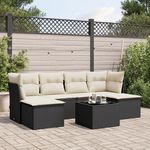 VIDAXL Salon de jardin 7 pcs avec coussins noir resine tressee