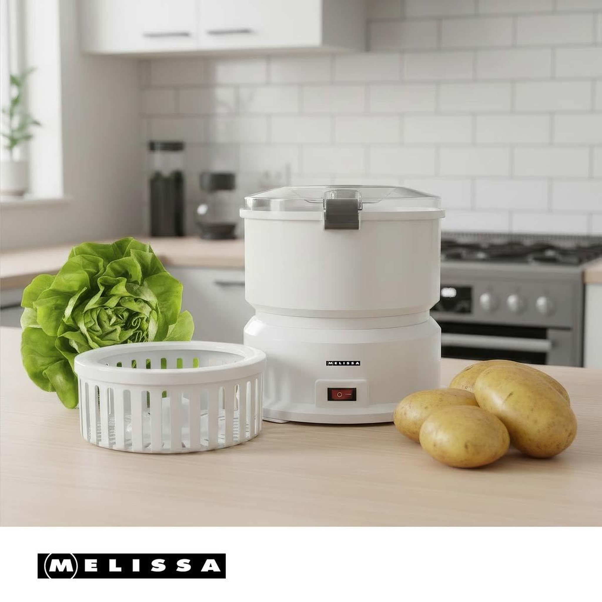 Voir la diapositive 6 : MELISSA Epluche Pommes de Terre Électrique 1 kg 85W avec Essoreuse à Salade - Robot Eplucheur automatique Melissa