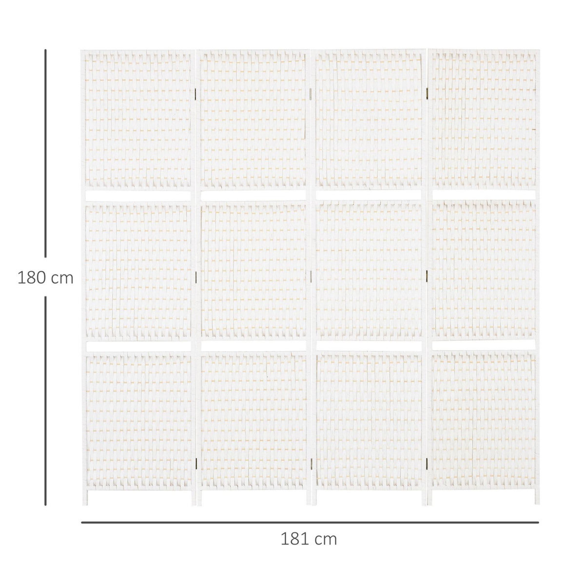 HOMCOM Paravent intérieur 4 panneaux 2 étagères pliables séparateur de pièce bois de pin bambou fibres de papier tressée blanc paille