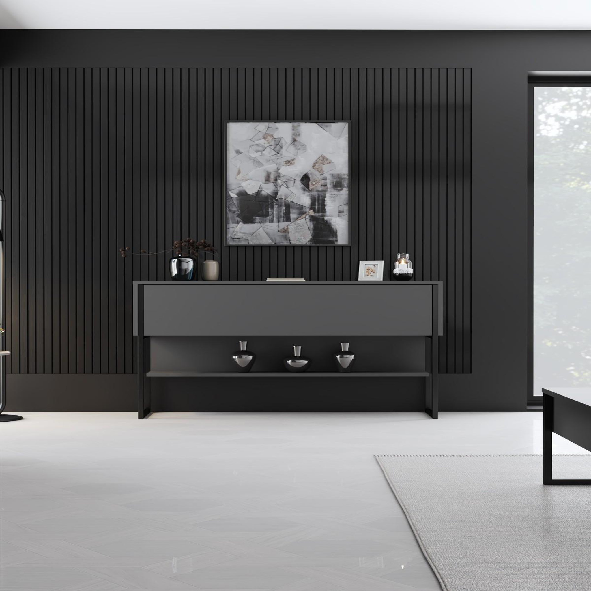 Voir la diapositive 4 : Habitat et Jardin Commode en bois  luxe  - 120 x 30 x 80 cm - noiranthracite