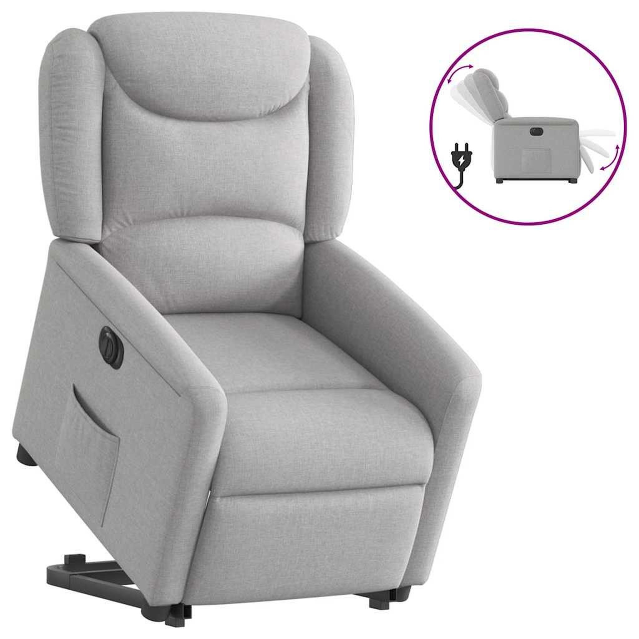 VIDAXL Fauteuil inclinable electrique gris nuage tissu